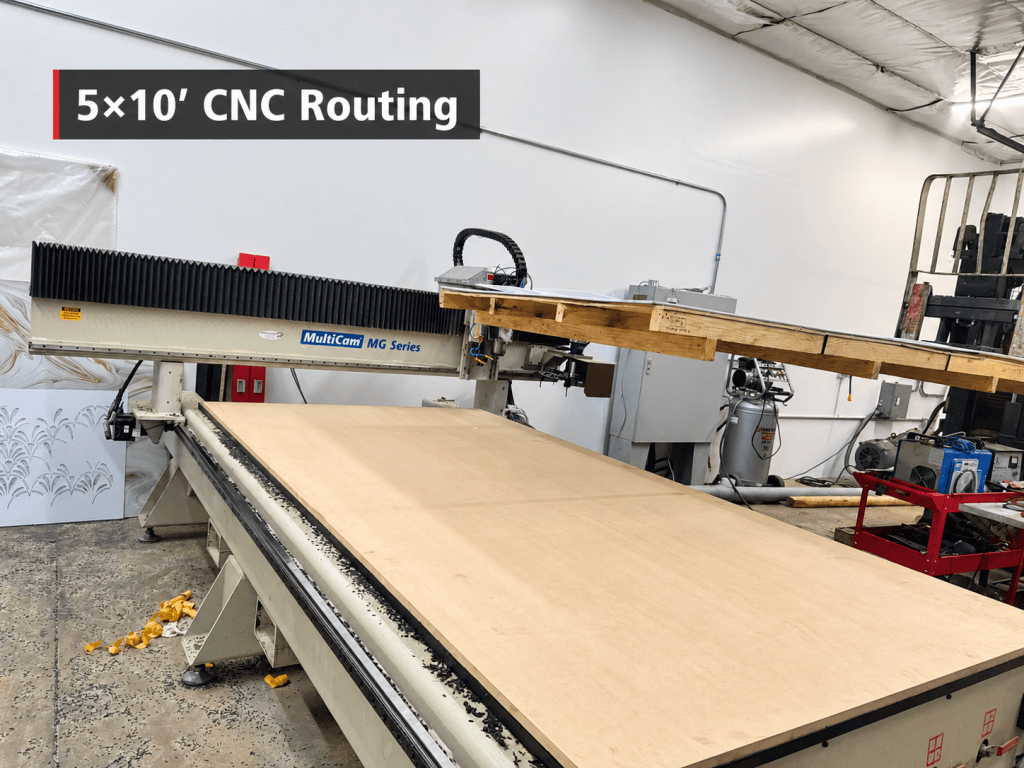 CNC routing on Tucson Plastics' 5 by 10 foot router
